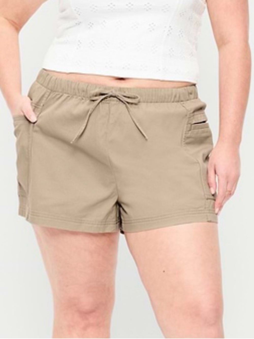 Old Navy Womens Drawstring Cargo Shorts - Toasted Almond - Size L - New w/o Tags